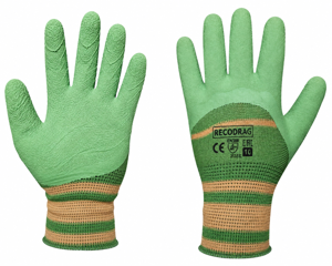Рукавички піна у смужку ЗЕЛЕНА  (12пар/уп)