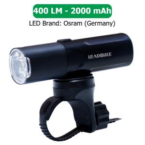 Велофара потужна LEADBIKE M02-OSRAM 400LM, 2000mAh, waterproof, children lock, Li-Ion акумулятор, ЗП Type-C