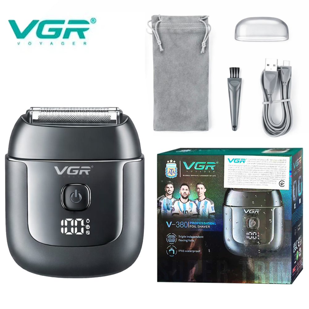 Електробритва VGR V-380 BLACK шейвер, потрійне лезо, IPX6