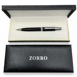 Ручка кулькова ZORRO у подарунковій коробці (чорна з сріблястими вставками) 803