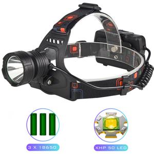 Ліхтар налобний XQ-218-HP50, Power Bank, 3x18650, signal light, індикація заряду, ЗП Type-C, Box