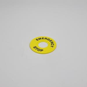 Табличка з маркуванням EMERGENCY STOP кругла для кнопок XB2 жовта TAKEL