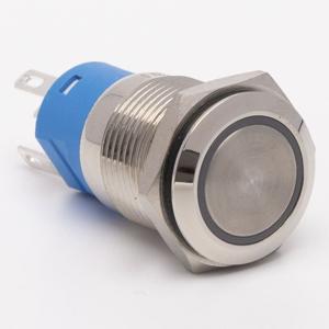 Кнопка металева КНМ-16-FJ-E 220V 1NO1NC плоска, зелений TAKEL