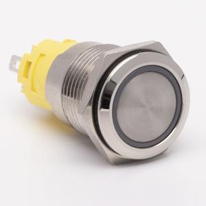 Кнопка металева КНМ-UL-16-FJ-E 9-24V 1NO1NC плоска 5A, блакитний TAKEL