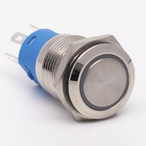 Кнопка металева КНМ-16-FJ-E 9-24V 1NO1NC плоска, блакитний TAKEL