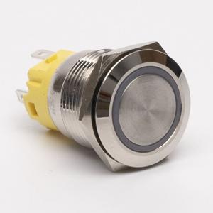Кнопка металева КНМ-UL-19-FJ-E 220V 1NO1NC плоска 5A, червоний TAKEL