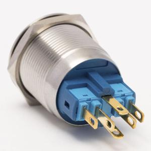 Кнопка металева КНМ-22-FJ-E-Z 220V 1NO1NC плоска з фіксацією, червоний TAKEL