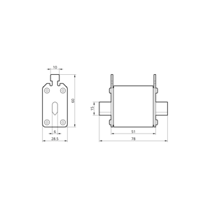 Плавка вставка запобіжника NH00 100А 80V DC TAKEL