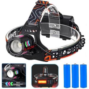 Ліхтар налобний NIGHT VISION FLUORESCENCE 8096 1 РЕЖИМ WHITE LASER LED PM10-TG+COB, 3x18650, Power Bank, ЗУ Type-C, zoom newzoom, ЗУ Type-C, Box