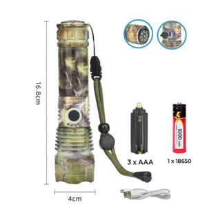 Ліхтар Police P511M-P50 camouflage, 1x18650, zoom, ЗУ microUSB, Box
