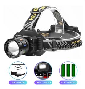 Ліхтар налобний NIGHT VISION FLUORESCENCE BL-T701D-TG, Motion Sensor, 3x18650, Power Bank, ЗУ Type-C, zoom, Box