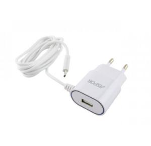 Мережевий зарядний пристрій Aspor A802 Plus (1USB/2.4A) LED + USB кабель Type-C- білий