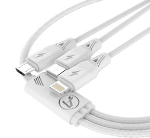 USB кабель Aspor AC-21 3в1 2.4A/1.2м- білий