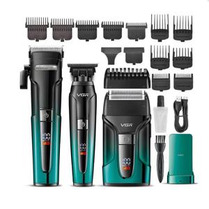 Комплект VGR 3 в 1 V-694 BLUE акумуляторна машинка для стрижки (clipper), тример та електробритва (шейвер)