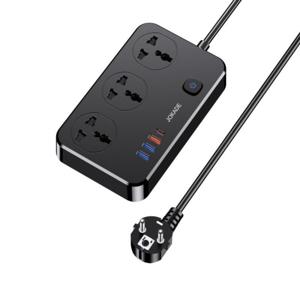 Мережевий фільтр- подовжувач Jokade JB058 (3USB/ USB-C/ 3A/18W/ 1.5м)- чорний