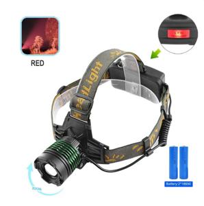 Ліхтар  налобний 2188 -XPE (Red),  ТІЛЬКИ ЧЕРВОНЕ СВІТЛО 2х18650, signal light, ЗУ microUSB, zoom, Box