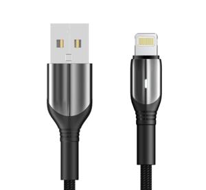 USB кабель Aspor AC-09 Lightning Nylon LED 3A/1м- чорний 