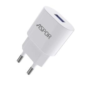 Мережевий зарядний пристрій Aspor A818 Plus (1USB/2.4A)- білий