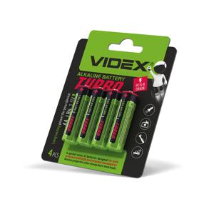 Батарейка лужна Videx LR6/AA Turbo 4шт BLISTER