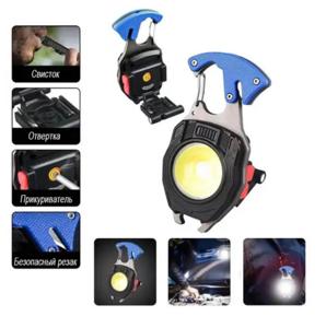 Ліхтар MULTI FUNCTIONAL W5147 /LL-202-COB (white +yellow+ red),ЧЕРВОНЕ СВІТЛО multitool, Li-lon акум., магніт, карабін, викрутка, запальничка