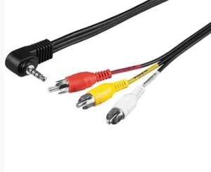 Шнур аудіо-відео штекер 3.5мм 4C кутовий - 3 штекера RCA, 2.6х7.8мм, 1.8м, чорний
