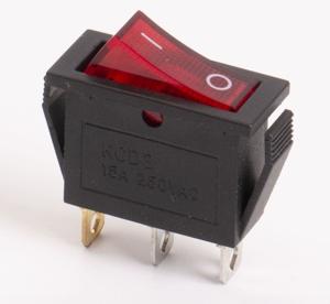 Перемикач вузький KCD-3, ON-OFF , 3pin, 16A, 220V, З ПІДСВІТКОЮ червоний