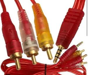 Шнур шт.3,5мм 4С- 3шт.RCA, gold, 1,2м, прозорий