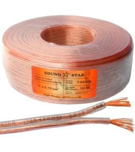 Кабель акустичний Sound Star, ССА, 2x0.75мм, прозорий, 100м