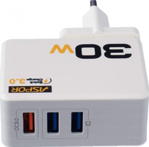 Мережевий зарядний пристрій Aspor A858Q (3USB/30W)- білий