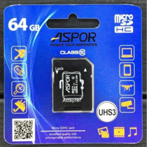 Карта пам`яті Aspor MicroSDHC 64GB UHS-III (Class 10) + SD adapter